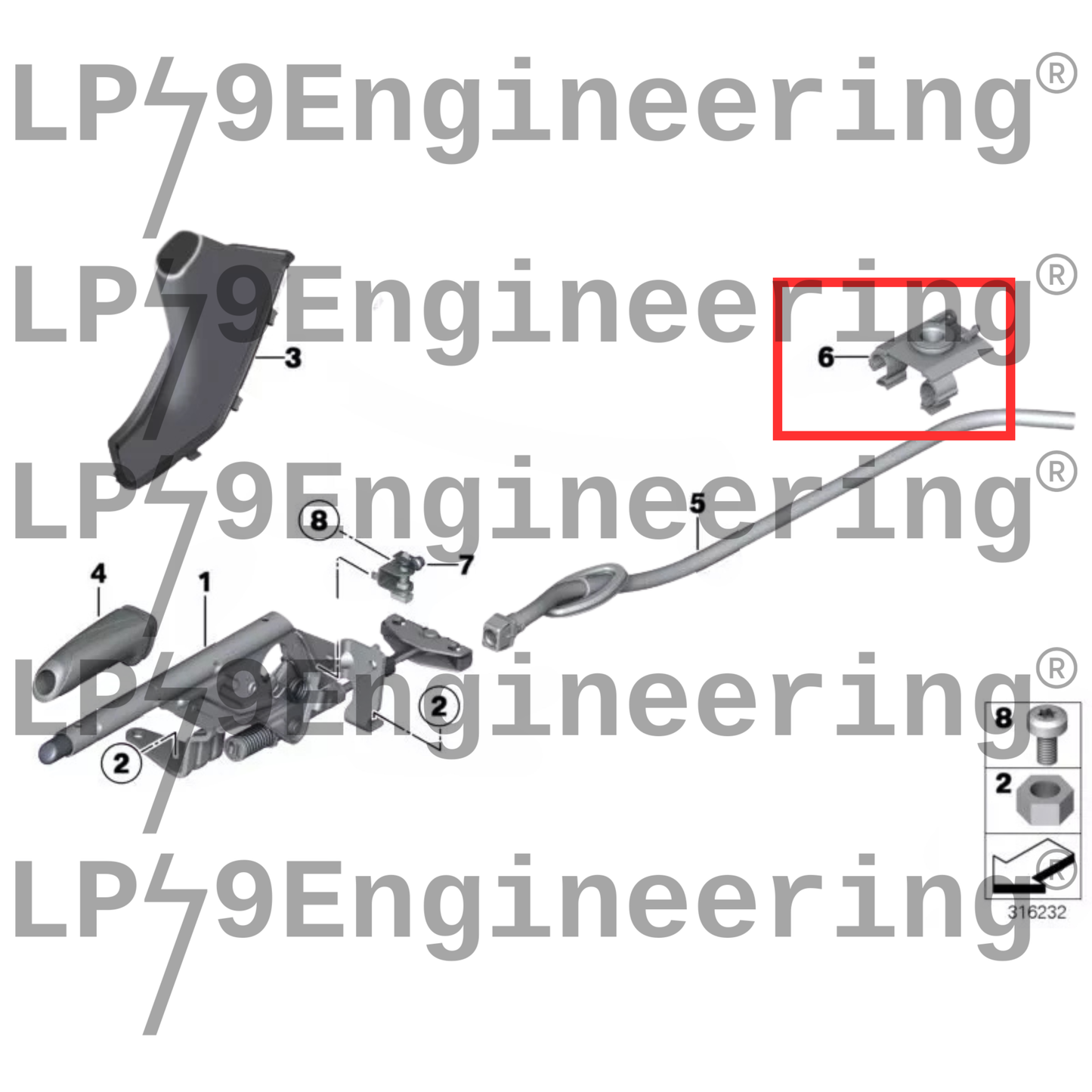 Aluminium-Halteklammer – BMW F20 Handbremsseil