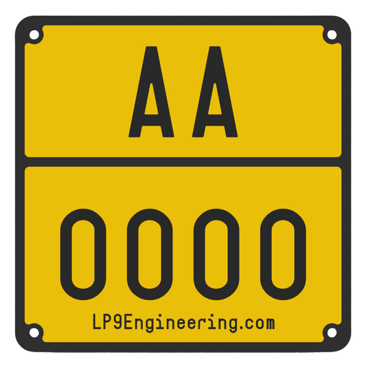 Nachbildung eines Kunststoff-Kennzeichens – zugelassen für Enduro-Rennen