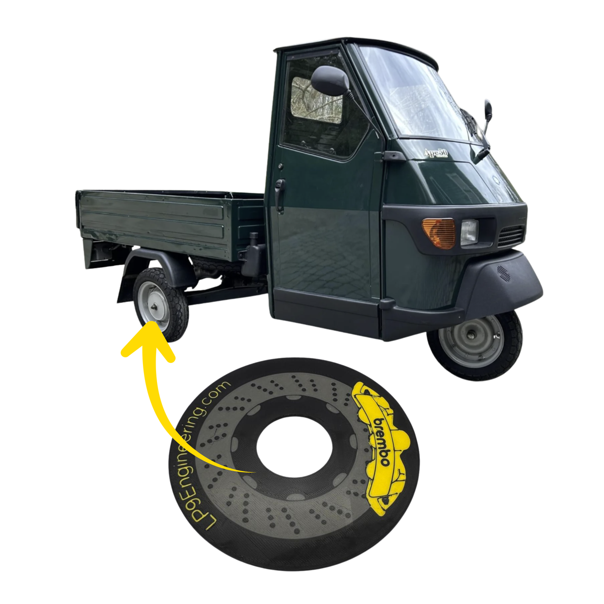 Cover Disco Freno Stile Brembo 6 Pistoncini – Per Tamburo Piaggio Ape 50